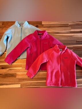Columbia Girls' Fleece Jackets in Hot Pink, Coral & Light Blue (4T)
